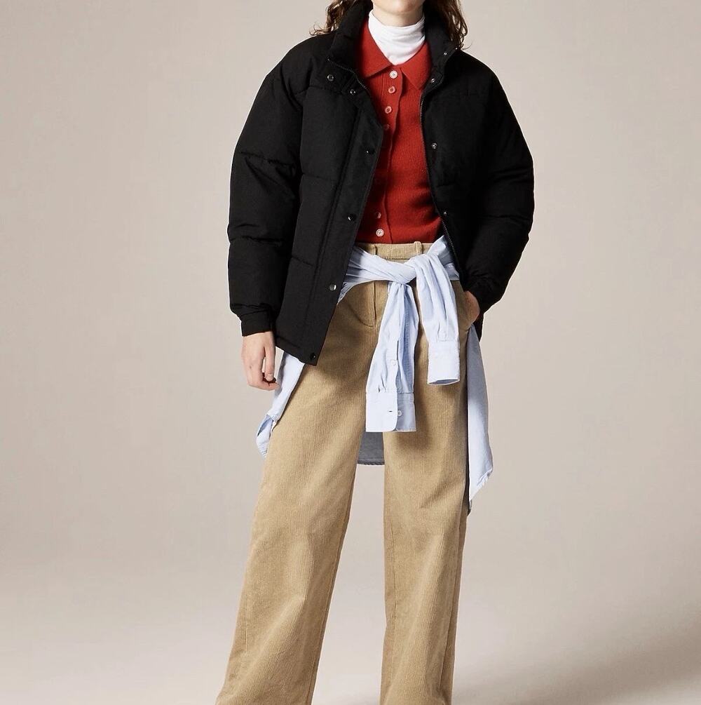 J.Crew Signature Black Cozy Puffer Jacket PrimaLoft Filling Retro Sporty XXS - Picture 1 of 8